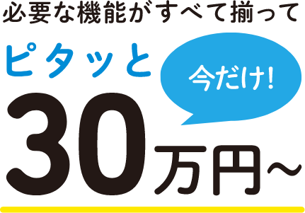 必要な機能がすべて揃ってピタッと30万円~